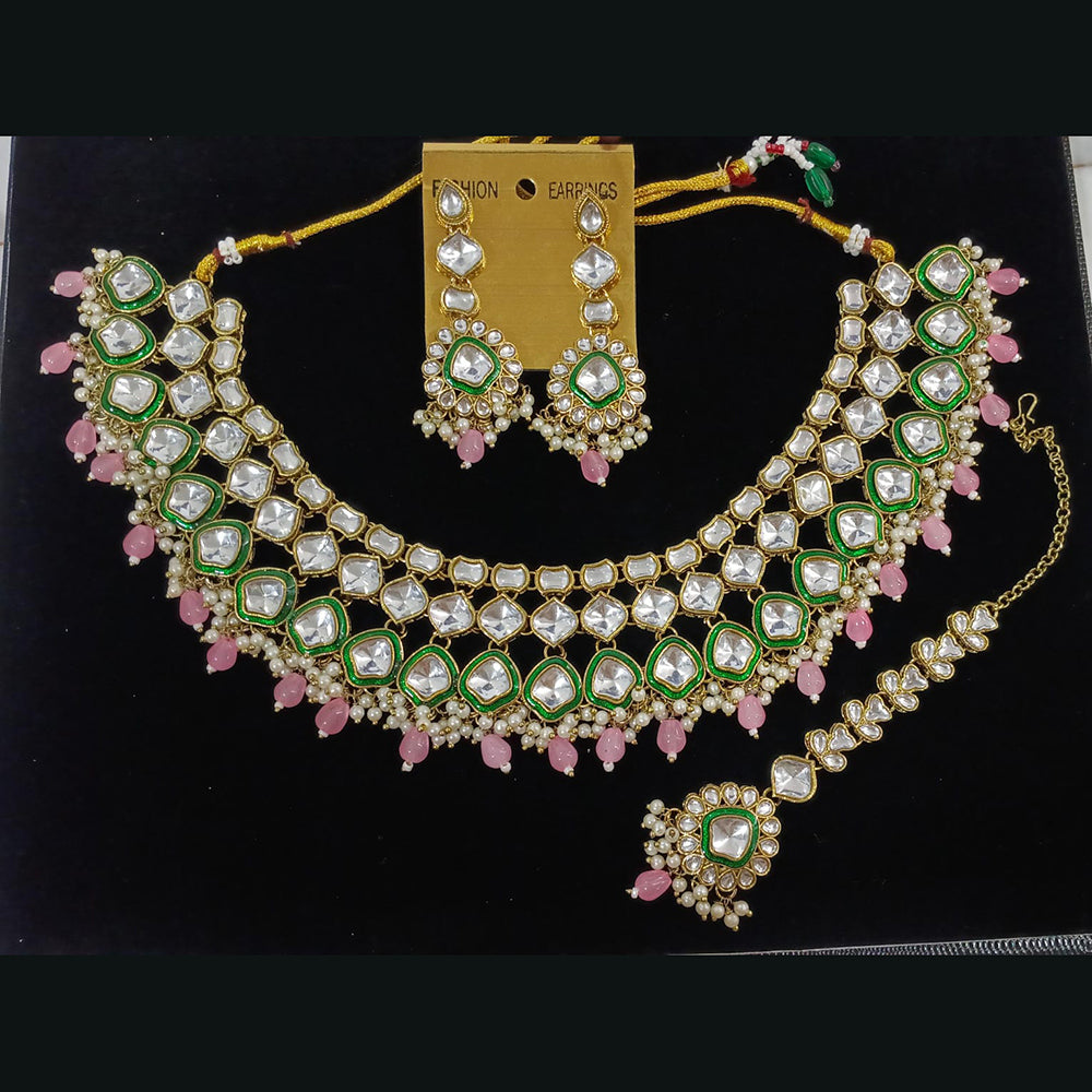 Midas Touch Divine Beauty Crystal Stone And Pearl Necklace Set