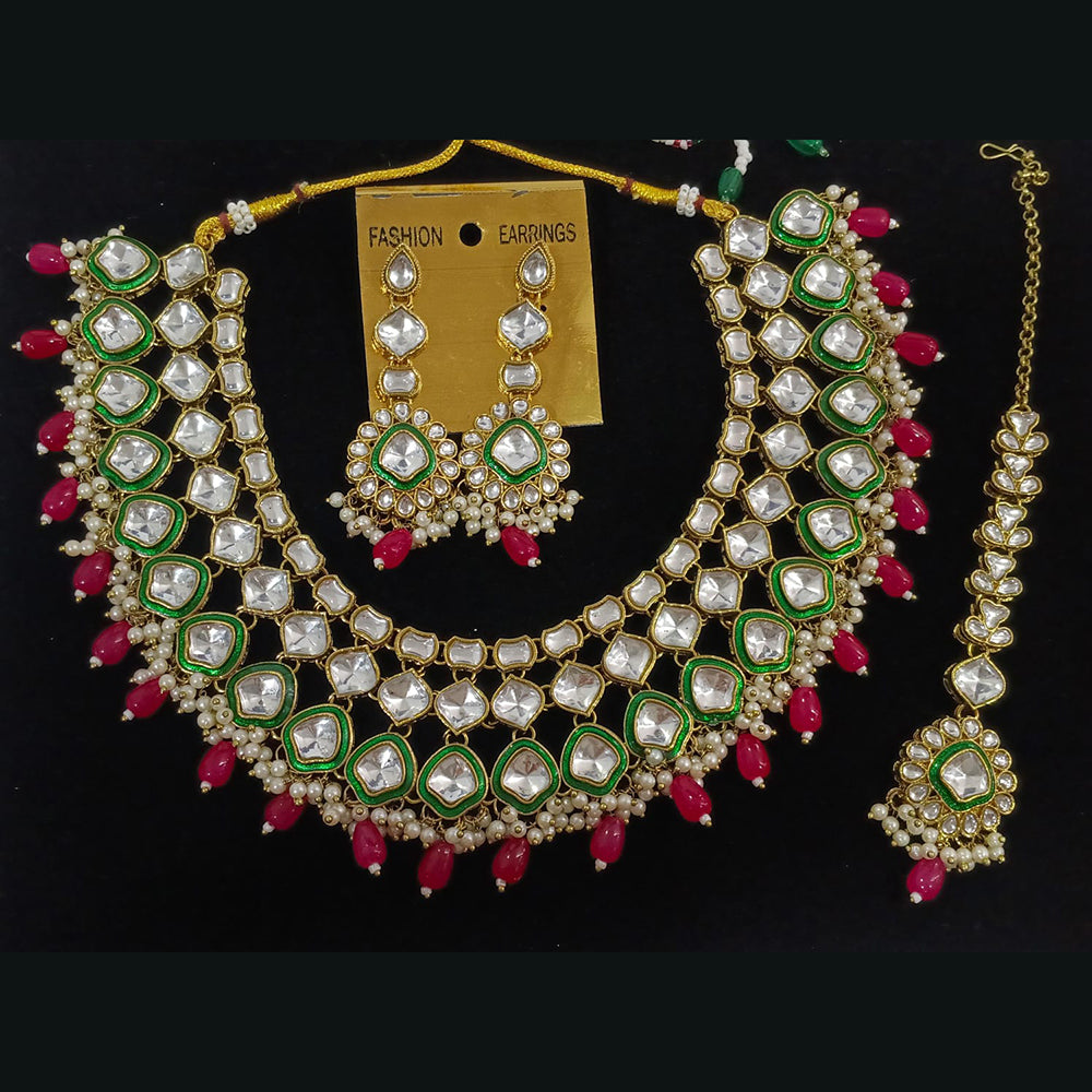 Midas Touch Divine Beauty Crystal Stone And Pearl Necklace Set