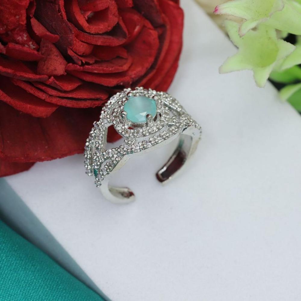 HR Sales Rhodium Plated Austrian Stone Ring