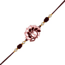 Mahi Rose Gold Plated Peacock Shaped Rakhi with Maroon Crystals for Bhai / Brother (RA1100719ZMar)