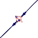 Mahi Rose Gold Plated Om and Ganpati Rakhi with Blue Crystals for Bhai (RA1100722ZBlu)