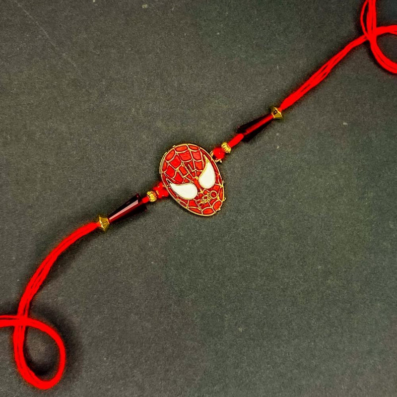 Mahi Red Meenakari Work Super Hero Rakshabandhan Rakhi for Super Brother, Bhatija, Boy, Kids (RA1100737G)