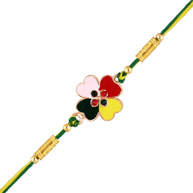 Mahi Floral Multicolor Meenakari Work Rakshabandhan Rakhi with Crystals for Brother, Bhai, Bro (RA1100743M)