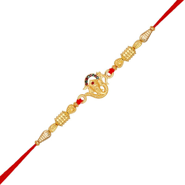 Mahi Vighnaharta Ganpati Rakhi with Colorful Crystals for Brother, Bhai, Bro, Bhatija, Boy, Kids (RA1100773G)