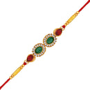Mahi Gold Plated Colurful Crystals Studded Simple and Classic Rakhi for Bhaiya, Brother, Bhai, Bro (RA1100796GMul)