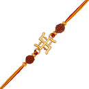 Mahi Gold Plated Swastik and Rudraksha Rakhi for Bhaiya, Brother, Bhai, Bro (RA1100810G)