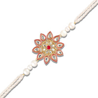 Mahi Traditional Kundan Brother Rakhi | Floral Design for Bhaiya (RA1100821G)