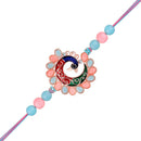 Mahi Colorful Peacock-Shaped Rakhi for Brother | Multicolor Meenakari Enamel Design with Beads on Rainbow Thread (RA1100842G)