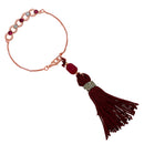 Mahi Rose Gold Plated Pink and White Crystals Lumba Rakhi for Bhabhi (RAL1100713ZPin)