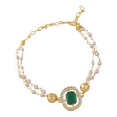 Mahi Gold Plated Classic Kundan and Artificial Pearl Studded Ethnic Lumba Rakhi (RAL1100817GGre)