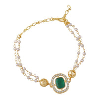Mahi Gold Plated Classic Kundan and Artificial Pearl Studded Ethnic Lumba Rakhi (RAL1100817GGre)