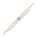 Mahi Elegant White Artificial Pearl Lumba Rakhi for Bhabhi | Multi-Strand Bracelet with Crystal Centerpiece & Gold Finish (RAL1100853G)