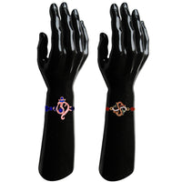 Mahi Multicolor Combo of Evil Eye, Ganpati, Swastil and Peacock Shaped Rakhi Set with Crystals and Meenakari Work for Brother's (RCO1105541M)