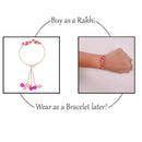 Mahi Modern Lumba Rakhi Combo Set of 2 for Bhabhi | Leaf Motif Bracelet Rakhi with Pink and Blue Tassel Beads (RCO1105817M)