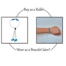 Mahi Modern Lumba Rakhi Combo Set of 2 for Bhabhi | Leaf Motif Bracelet Rakhi with Pink and Blue Tassel Beads (RCO1105817M)