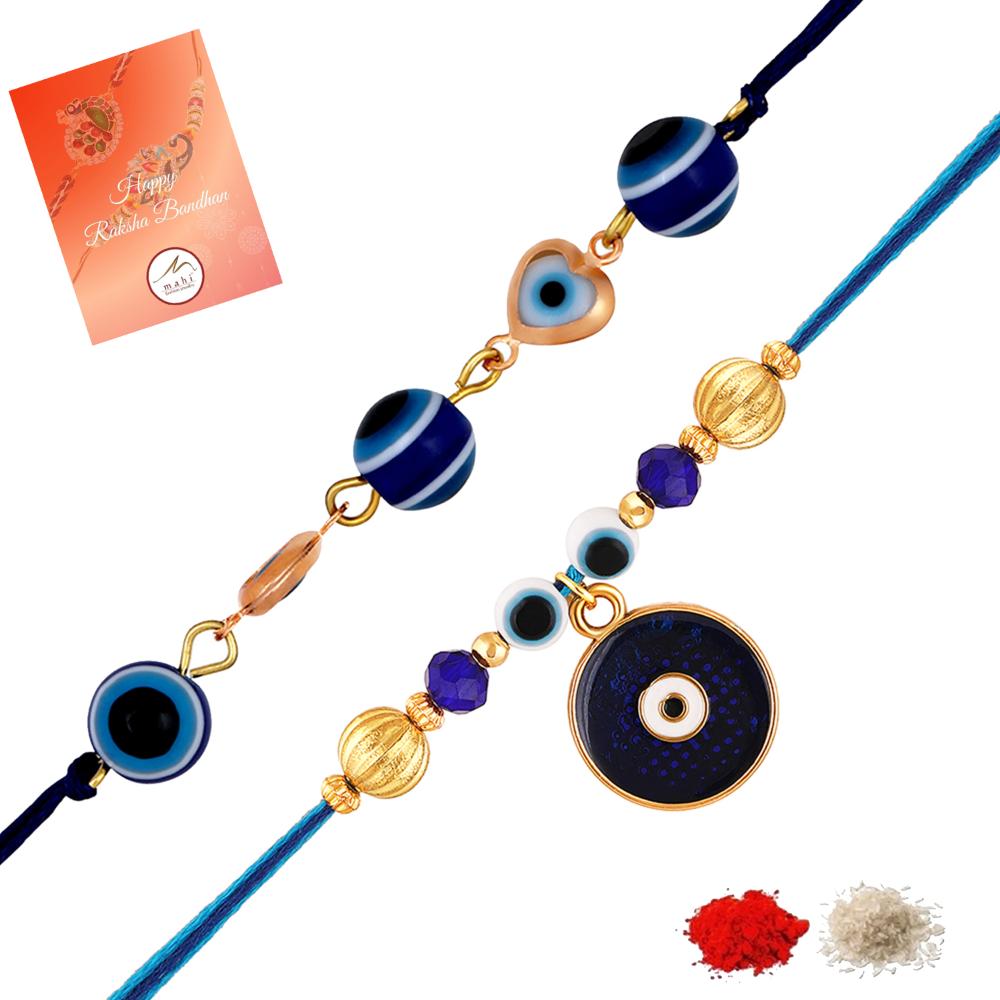 Mahi Combo of 2 Evil Eye Rakhi with Artificial Pearls for Brother (RCO1105818G)