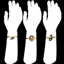 Mahi Peacock-Feather-Theme Rakhi Combo Set of 3 for Brother | Multicolor Traditional Rakhis with Enamel Work (RCO1105819G)