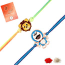 Mahi Traditional Silver-Tone Rakhi Combo Set of 2 with Colurful Crystals & Artificial Pearl (RCO1105828R)