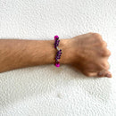 Mahi Magenta Stone Rakhi Combo Set of 2 for Brother | Elegant Purple Beaded & Crystal Leaf Rakhis in Silver Finish (RCO1105840R)