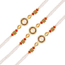Mahi Combo of 3 Classic Fancy Rakhis with Artificial Pearl and Crystals for Bhaiya (RCO1105842G)