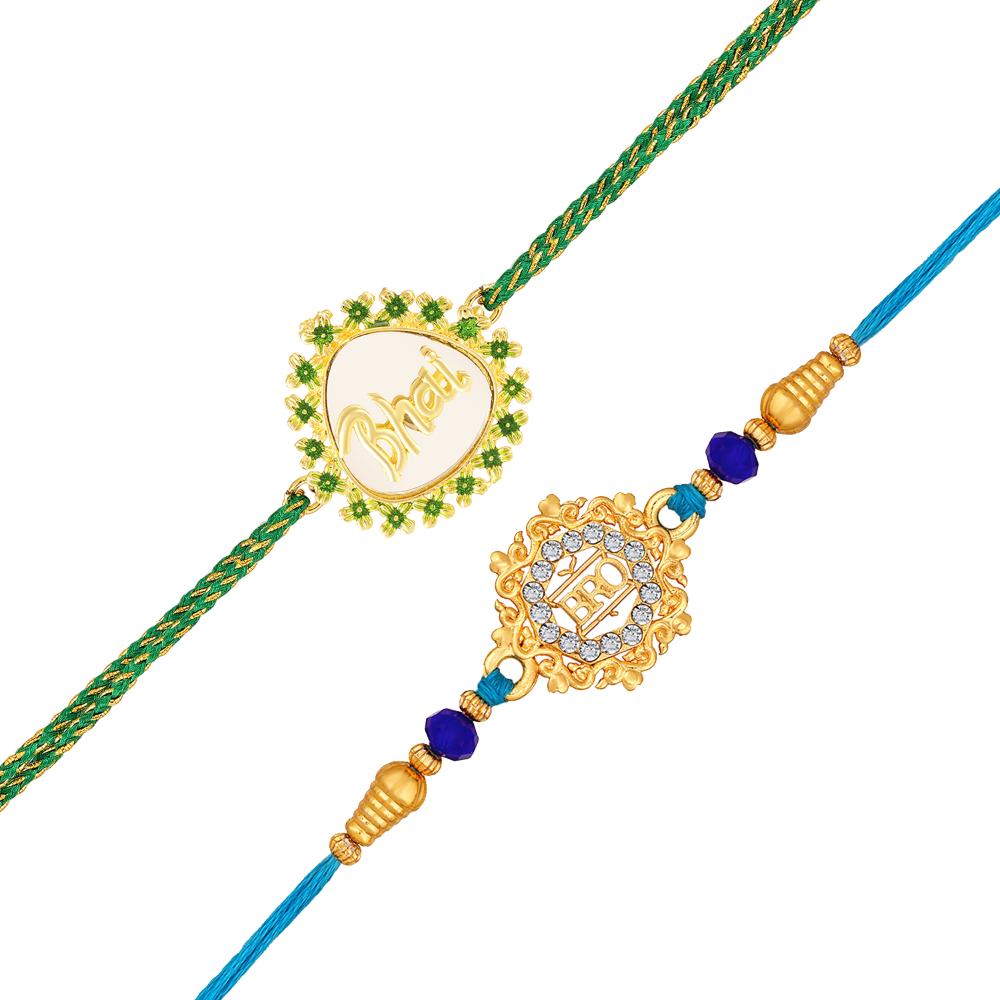 Mahi Bhai & Bro Engraved Rakhi Combo Set of 2 for Brothers (RCO1105846G)