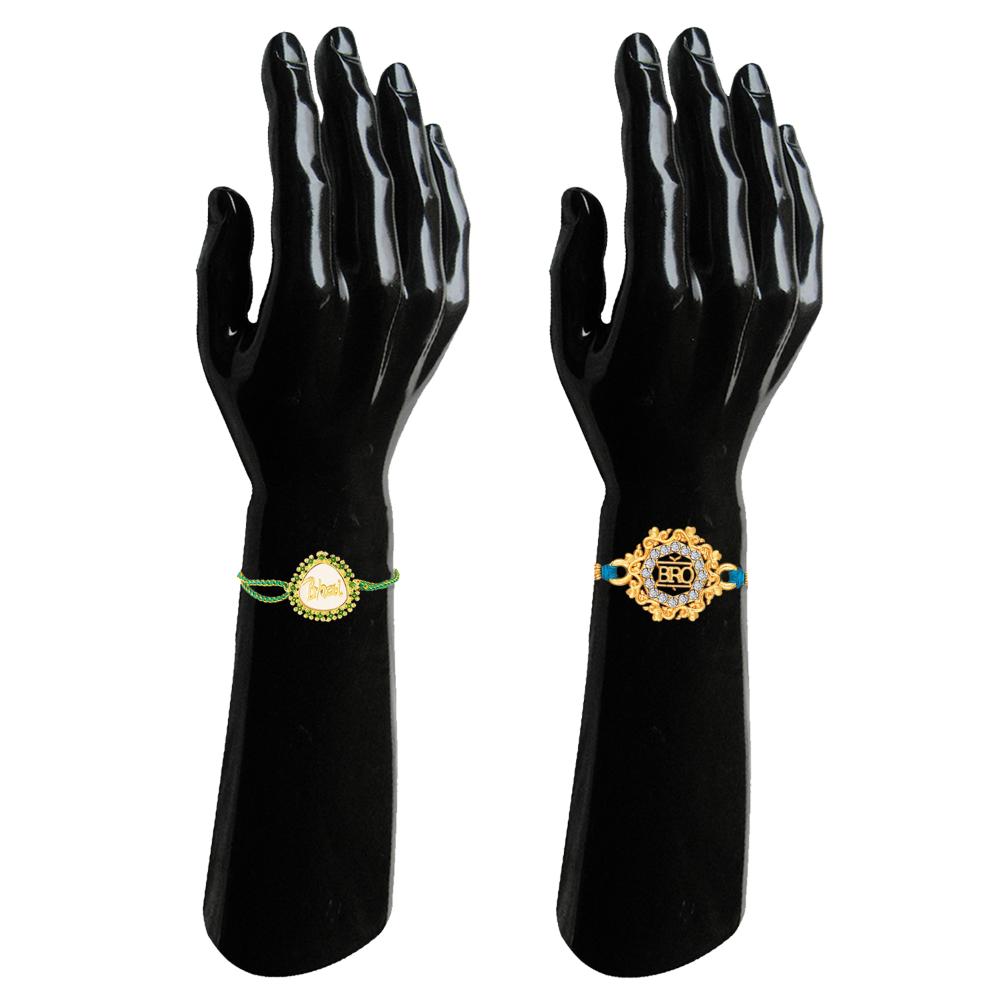 Mahi Bhai & Bro Engraved Rakhi Combo Set of 2 for Brothers (RCO1105846G)