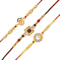 Mahi Divine Rakhi Combo Set of 3 Ganesha, Om, and Traditional Rakhis for Brother (RCO1105847G)