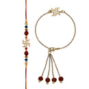 Mahi Swastik and Evil Eye Lumba and Brother Rakhi with Rudraksha Pair for Bhaiya and Bhabhi (RCOL1105544G)