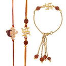 Mahi Combo of Bal Genesha and Swastik Bhaiya Bhabhi Bhatija Family Rakhi with Rudraksha (RCOLB1105702M)
