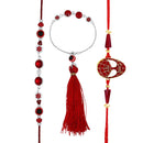 Mahi Combo of Couple Rakhi and Meena Enamel Super Hero Kids Rakhi for Bhaiya Bhabhi and Bhatija with Evil Eye (RCOLB1105703M)