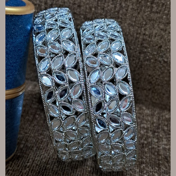 Raddhi Jewels Designer Silver Plated Mirror Work Set of 2 Bangles For Women/Girls