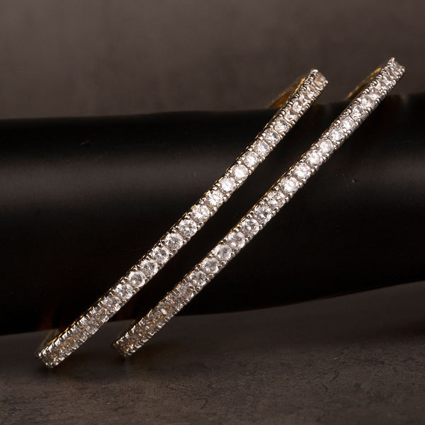 Raddhi Jewels Premium Quality Brass Cubic Zirconia Set of 2 Bangles For Women/Girls