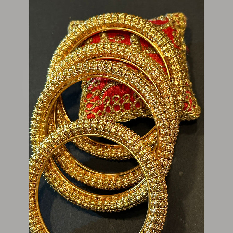 Raddhi Jewels Premium Quality Brass Rajwadi Gold Plated Set of 4 Bangles For Women/Girls