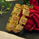 Raddhi Jewels Premium Quality Brass Rajwadi Gold Plated Set of 2 Bangles For Women/Girls