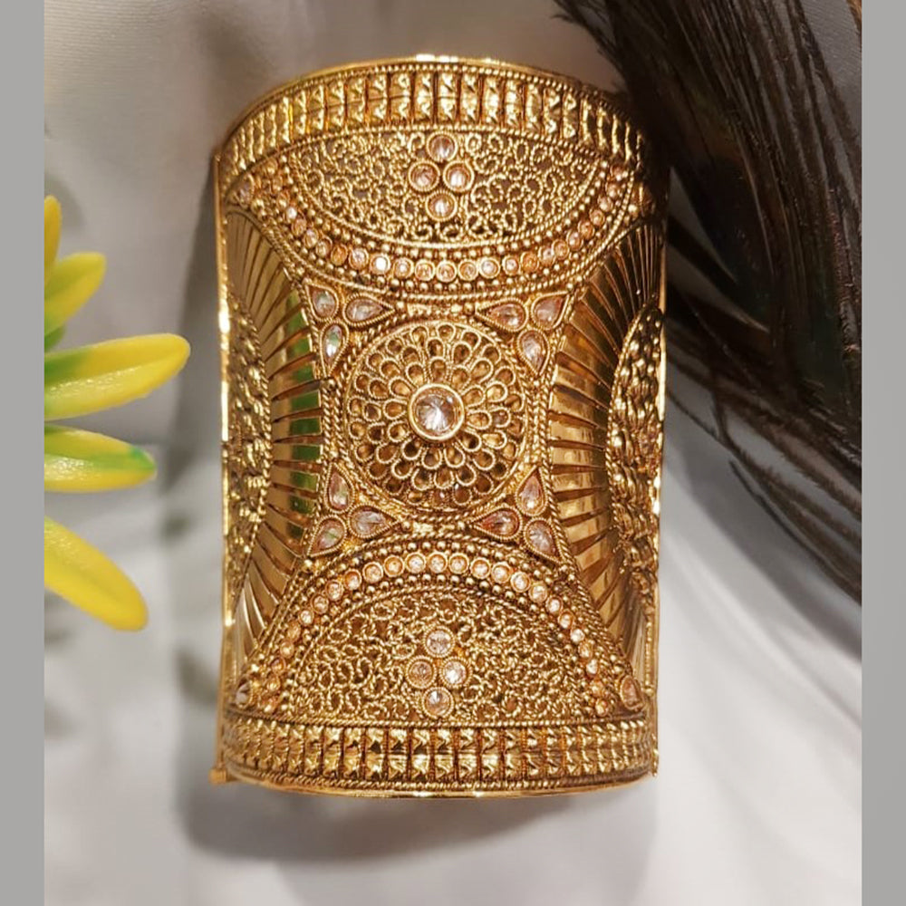 Raddhi Jewels Premium Quality Brass Rajwadi Gold Plated Openable Kada For Women/Girls