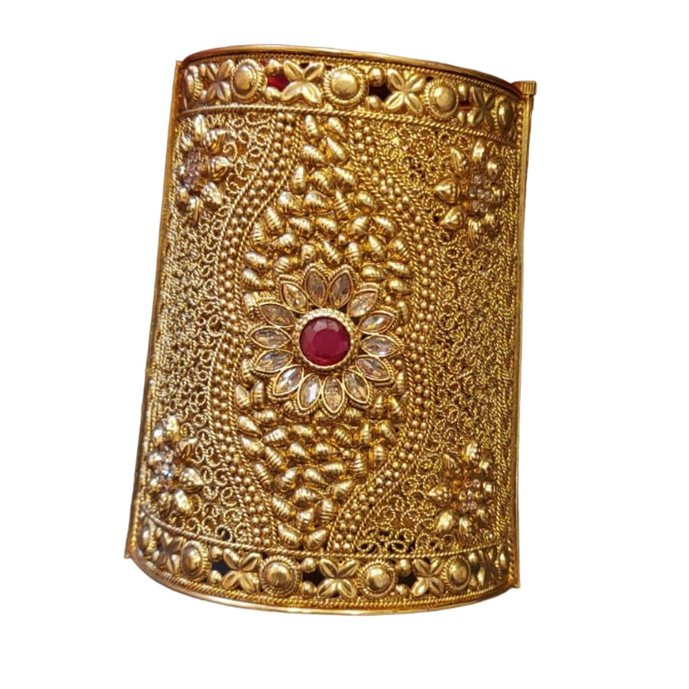 Raddhi Jewels Premium Quality Brass Rajwadi Gold Plated Openable Kada For Women/Girls