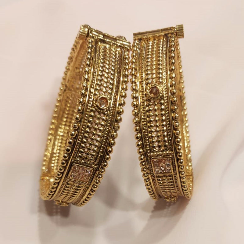 Raddhi Jewels Premium Quality Brass Rajwadi Gold Plated Set of 2 Bangles For Women/Girls