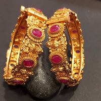 Raddhi Jewels Premium Quality Brass Rajwadi Gold Plated Set of 2 Bangles For Women/Girls