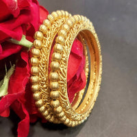 Raddhi Jewels Premium Quality Brass Rajwadi Gold Plated Set of 2 Bangles For Women/Girls