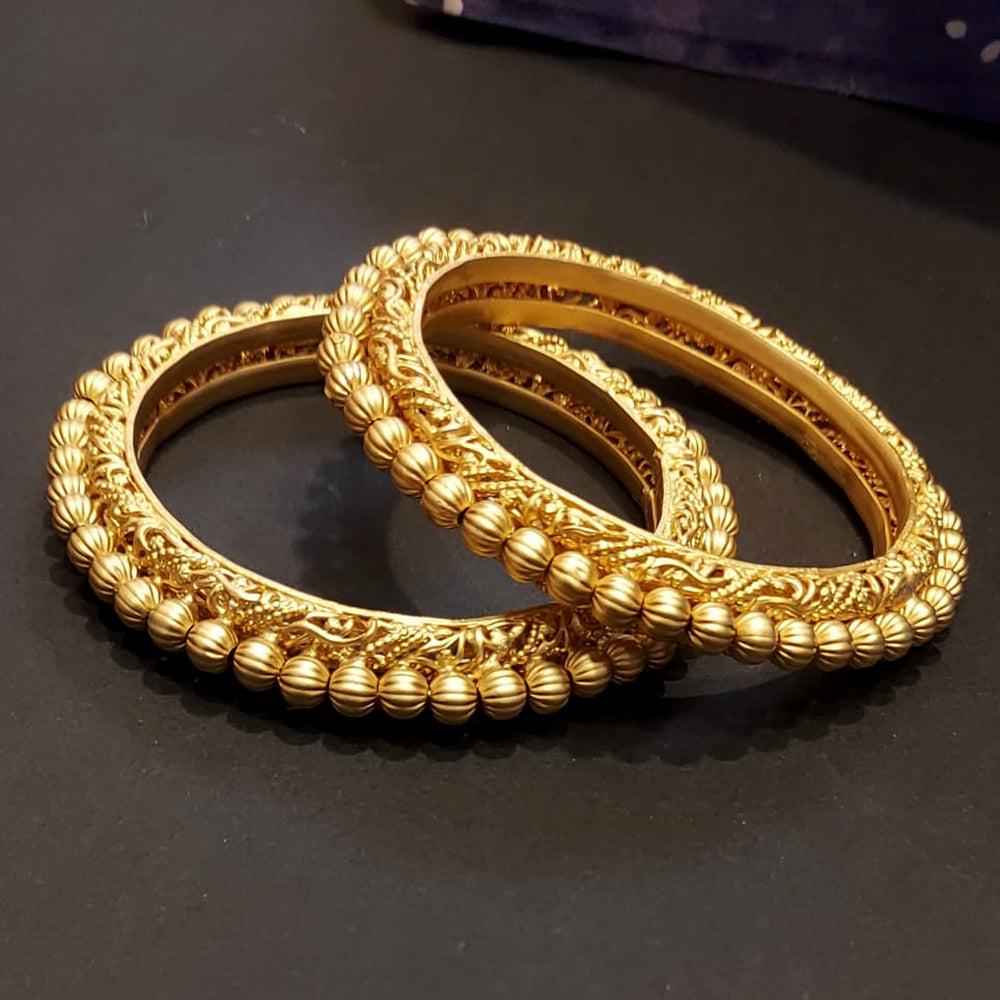 Raddhi Jewels Premium Quality Brass Rajwadi Gold Plated Set of 2 Bangles For Women/Girls