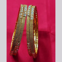 Raddhi Jewels Premium Quality Brass Gold Plated Set of 4 Stone Bangles For Women/Girls