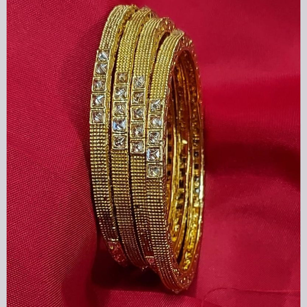 Raddhi Jewels Premium Quality Brass Gold Plated Set of 4 Stone Bangles For Women/Girls