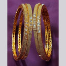 Raddhi Jewels Premium Quality Brass Gold Plated Set of 4 Stone Bangles For Women/Girls