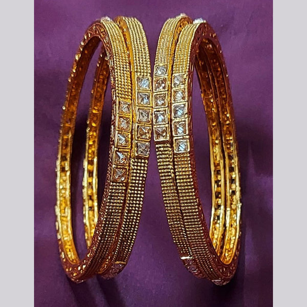 Raddhi Jewels Premium Quality Brass Gold Plated Set of 4 Stone Bangles For Women/Girls