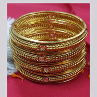 Raddhi Jewels Premium Quality Brass Gold Plated Set of 4 Stone Bangles For Women/Girls