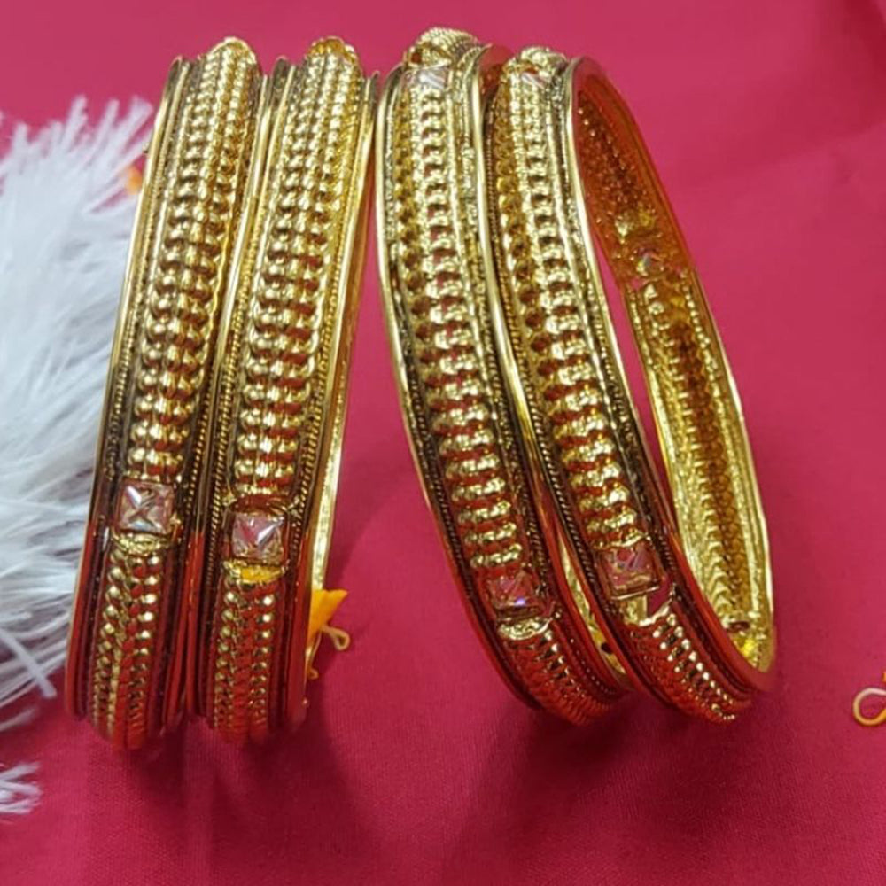 Raddhi Jewels Premium Quality Brass Gold Plated Set of 4 Stone Bangles For Women/Girls