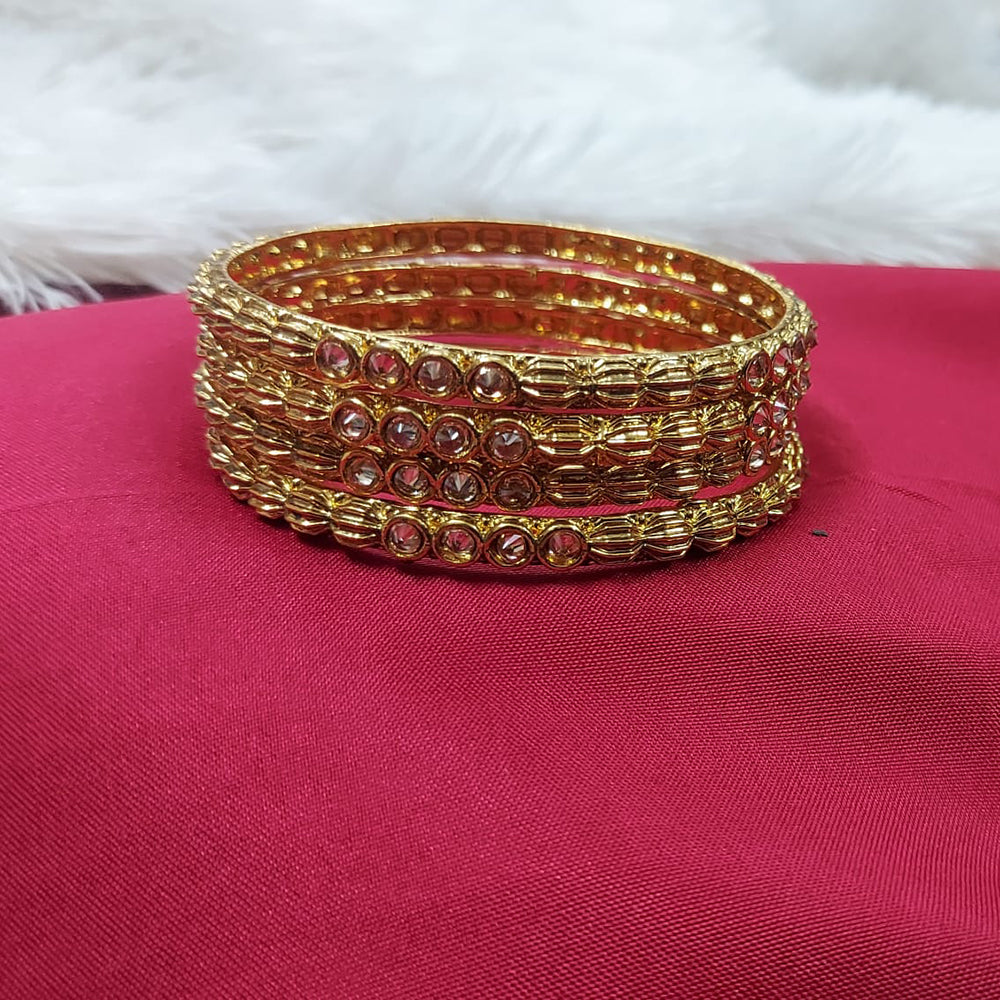 Raddhi Jewels Premium Quality Brass Gold Plated Set of 4 Stone Bangles For Women/Girls (Copy)