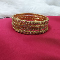 Raddhi Jewels Premium Quality Brass Gold Plated Set of 4 Stone Bangles For Women/Girls (Copy)