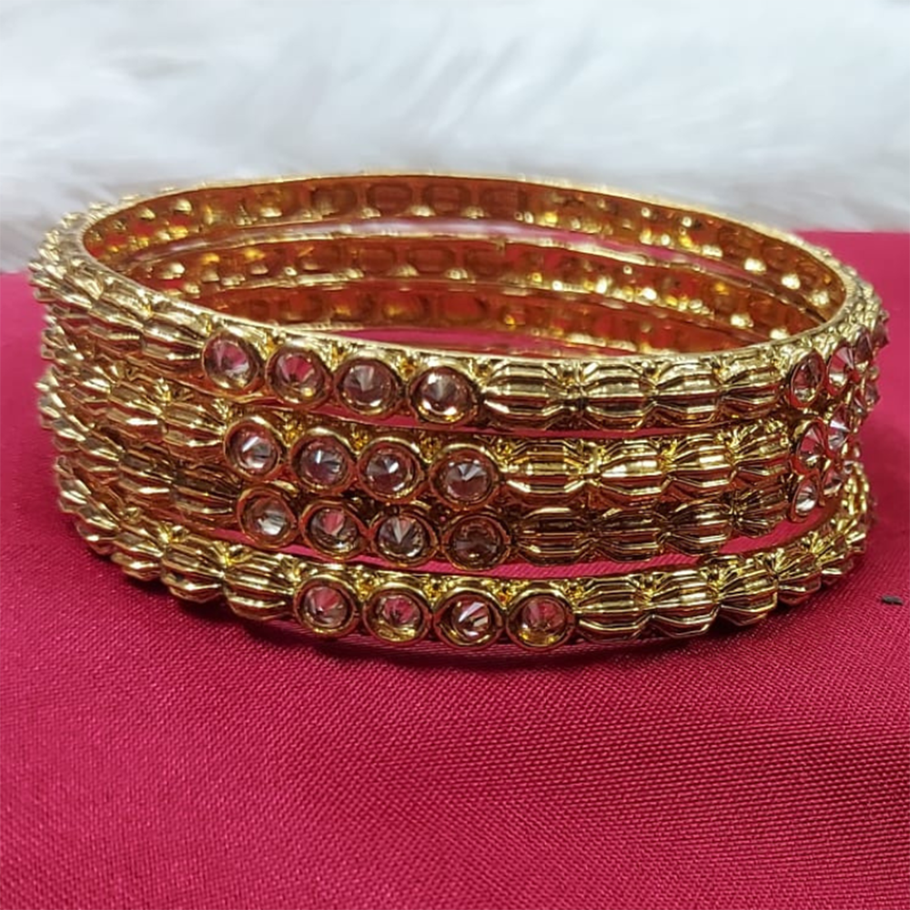 Raddhi Jewels Premium Quality Brass Gold Plated Set of 4 Stone Bangles For Women/Girls (Copy)