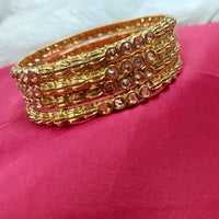 Raddhi Jewels Premium Quality Brass Gold Plated Set of 4 Stone Bangles For Women/Girls (Copy)